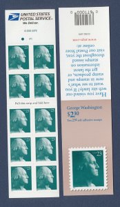 USA - Scott  3619e - FVF MNH booklet, P# 1 - 23 cents  George Washington -