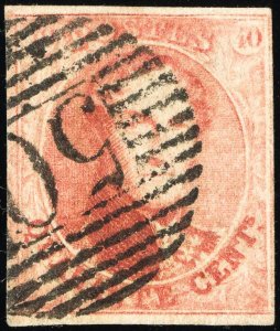 Belgium Stamps # 8 Used 4 Margins Neat Cancel Scott Value $110.00