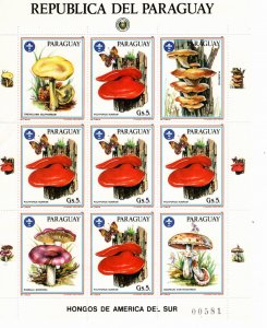 Paraguay 1986 MNH Sc 2167 sheet of 5 with 4 labels