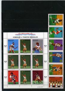 PARAGUAY 1986 Sc#2189-2190 SPORTS TENNIS STRIP OF 6 STAMPS & SHEETS MNH