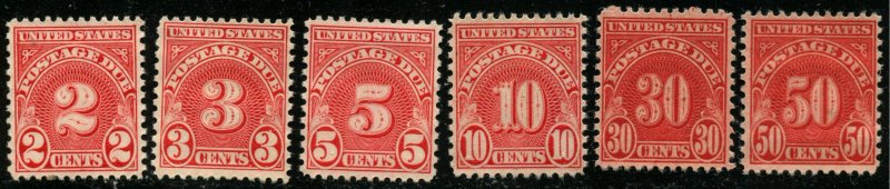 US SCOTT# J81-J82-J83-J84-J85-J86 POSTAGE DUE 1931 UNUSED NO GUM