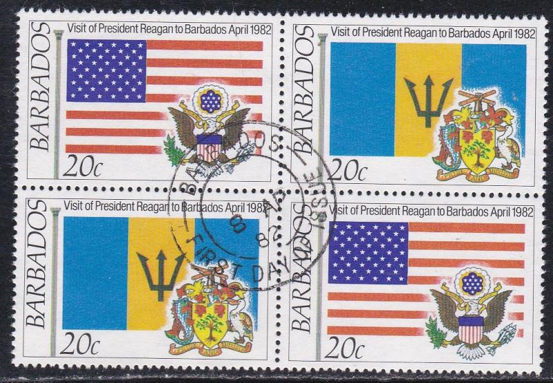 Barbados # 581-584, President Reagan's visit, Used Blocks of Four