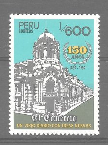 PERU 1989 NEWSPAPER EL COMERCIO PRESS MICHEL 1395 SCOTT 954 MINT NH 1 VALUE