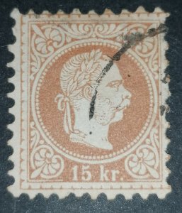 Austria 15kr 1867 type 2, fine print
