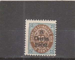 Danish West Indies  Scott#  28  MH  (1902 Surcharged)