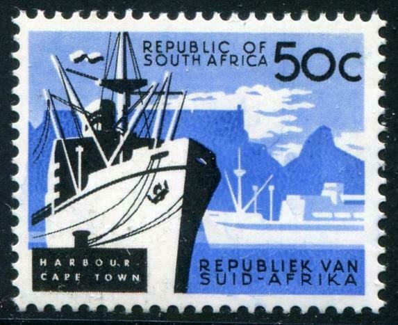 HERRICKSTAMP SOUTH AFRICA Sc.# 277 50c Harbor Stamp, Hi Val, Unmk'd Scarce