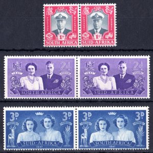 South Africa 1947 Sc#103/105 VISIT OF THE ROYAL FAMILY 3 PAIRS MNH
