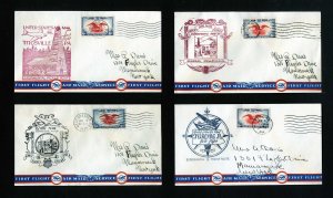 Lot of 4 # C23 on AM # 1001 First Flight covers from Pennsylvania 1939 - Lot # 6