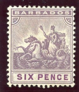 Barbados 1910 KEVII 6d dull & bright purple MLH. SG 168. Sc 98.