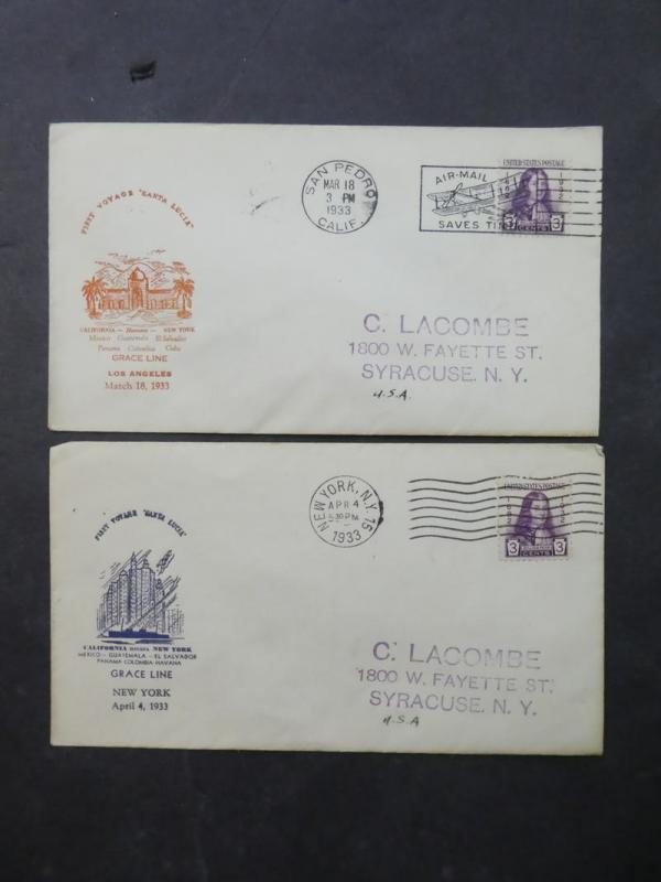 EDW1949SELL : WORLDWIDE 6 covers from diff countries 1st Voyage 1933 Grace Line