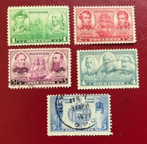 1936-37 US Sc 790-794 MLH used US Navy Issue Cv2.35 Lot 6891