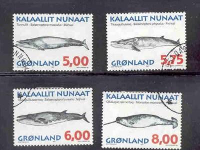 Greenland Sc 319-22 1997 Whales stamp set used