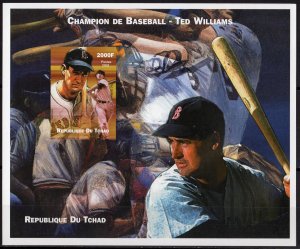 Chad 2002 Champion of Baseball Ted Williams Souvenir Sheet IMPERFORATED MNH