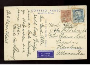 1938 Brazil Condor Lufthansa Zeppelin Christmas Card cover to Germany