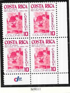 Costa Rica  #RA111 10col red block of 4  (MNH)    CV $3.40