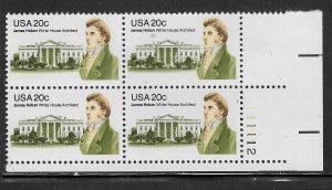 US#1936 20c -James Hoban -Plate Block of 4 (MNH) CV $2.00