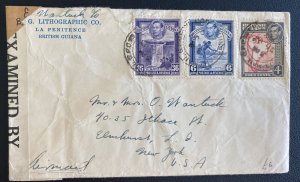 1942 British Guiana Censored Commercial  Cover To Elmhurst NY Usa