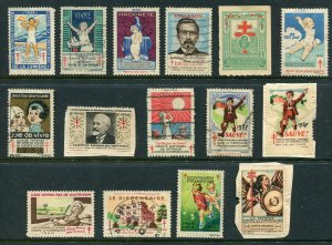x311 - FRANCE Lot of (15) Anti-TUBERCULOSIS Stamps Vignette Cinderella Labels