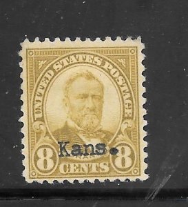 #666 MH Single Kansas Overprint