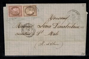 French Colonies #A20a #A22a (Y&T #18 #20 Maury #18) Used On Cover To Malo France