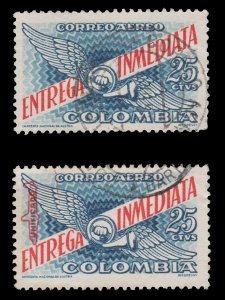 COLOMBIA STAMP 1958 - 59. SCOTT # CE1 - CE2. USED. # 4