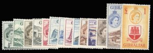 Gibraltar #132-145 Cat$204.25, 1953 QEII, complete set, never hinged