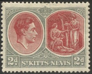 ST KITTS & NEVIS 1938  Sc 82a  2d KGVI MLH VF, cv $18