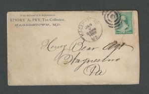 1889 Hagerstown Md From Emory A Pry Tax Collector