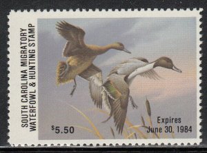 USA SOUTH CAROLINA No gum Waterfowl HUNTER 1983 Jaffe SC3A Value $ 525.00