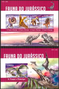 Sao Tome and Principe 2015 Dinosaurs of Jurassic Period sheet + S/S MNH