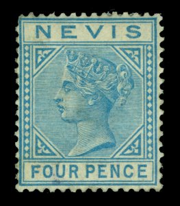 British Colonies - NEVIS 1882 Victoria  4p blue  wmk. CA  Scott # 26 mint MH