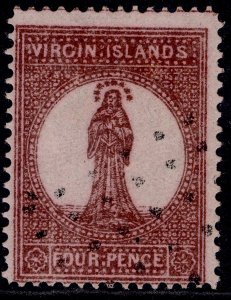 BRITISH VIRGIN ISLANDS QV SG15, 4d lake-red, FINE USED. Cat £75.