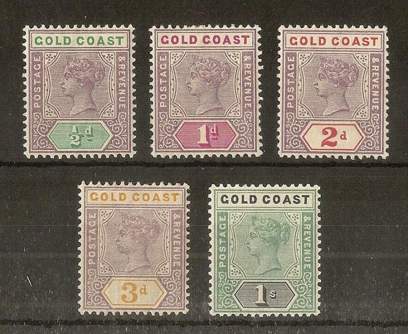 Gold Coast 1898 QV Values to 1/- Mint Cat£94 (5v)