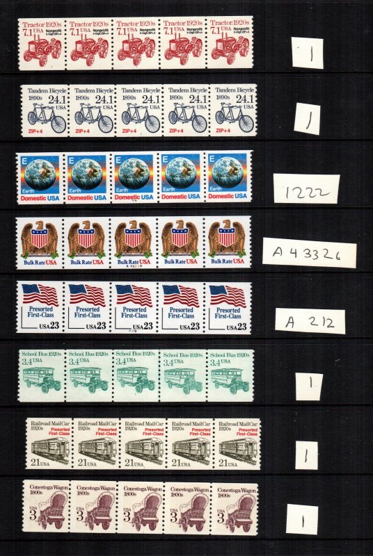 United states 8  plate number coils  MNH