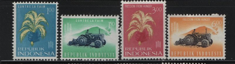 Indonesia 585-588 (4) Set, Hinged, 1963 Freedom from Hunger campaign