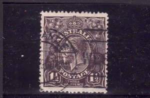 Australia-Sc#63-used-1&1/2p chocolate KGV-1919-