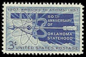 # 1092 MINT NEVER HINGED OKLAHOMA STATEHOOD 50TH ANNIV.  ...