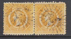 New South Wales Sc 67 pair, used. 1882 8p yellow Diadem, perf 10, crisp cancels