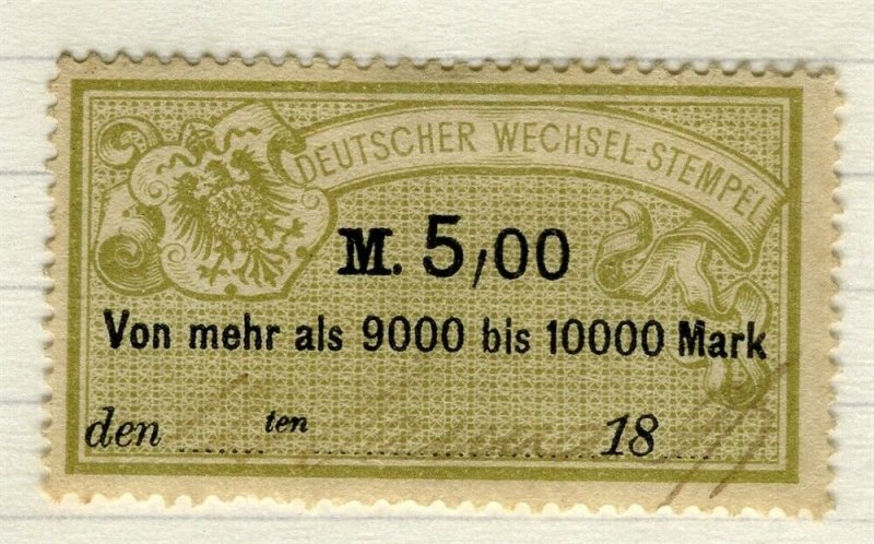 GERMANY; 1880s-90s classic early Bill Stamp fine used 5M. value