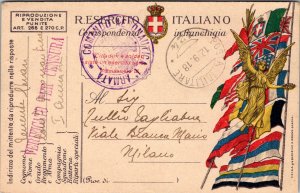 1918 Italy Military Post Aviation WW1 Air Battalion Postcard Cover to Milano