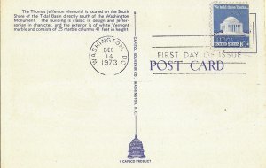 1973 FDC, #1570, 10c Jefferson Memorial, postcard