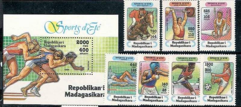 Malagasy Rep. 1993 Sports, Swimming, Horse Riding, Boxing, Weightlifting, Foo...