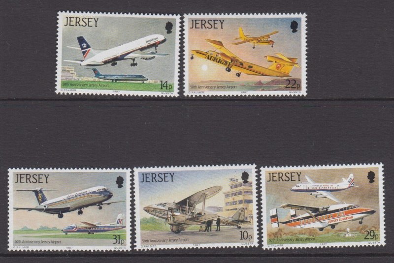 Jersey 1987  Airport set of 5 NHM