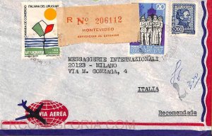 ad6429 - URUGUAY - Postal History - REGISTERED Airmail cover to ITALY 1970's
