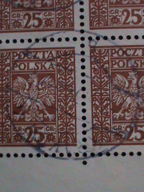 POLAND 1928-SC#260 94 YEARS OLD STAMPS-EAGLE ARMS USED IMPRINT BLOCK-VF