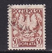 Poland   #J121  used  1950  postage due 50z