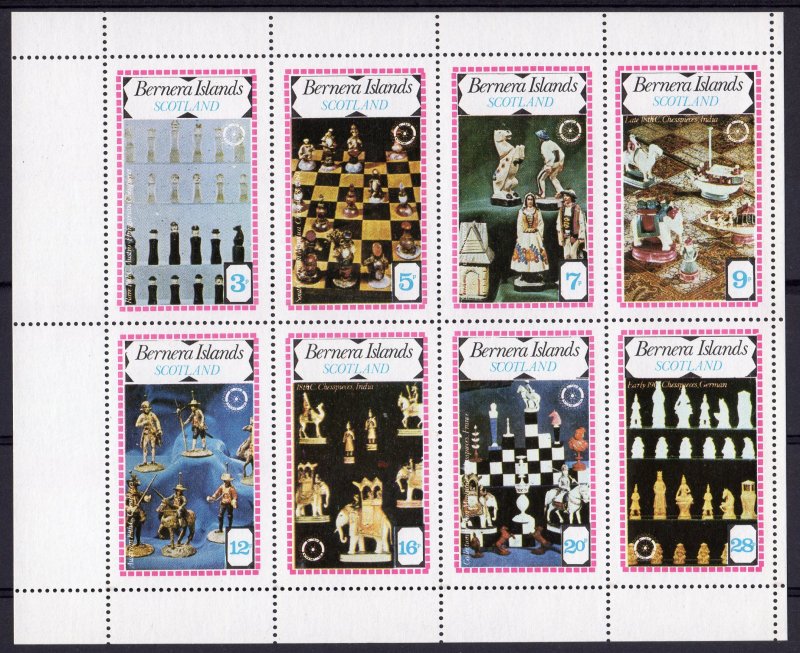 Bernera Islands 1979 CHESS PIECES-75TH.ANNIVERSARY OF ROTARY Shlt(8) PERF. MNH