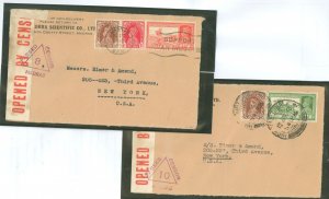 India 151/153/154/156 2 censored covers, Madras to New York 4/12/40