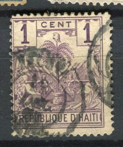 HAITI; 1890s classic Palm Tree issue fine used 1c. value