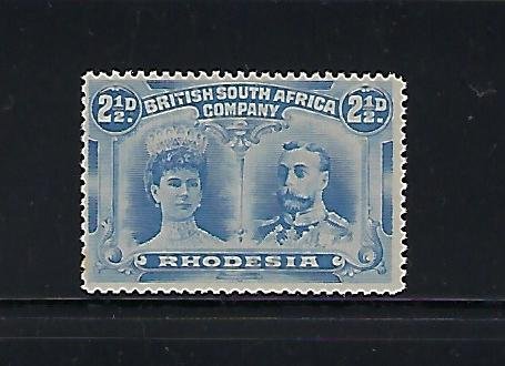 RHODESIA SCOTT #104 1910 DOUBLE HEAD 2 1/2D (ULTRA)  PERF 14- MINT NEVER HINGED